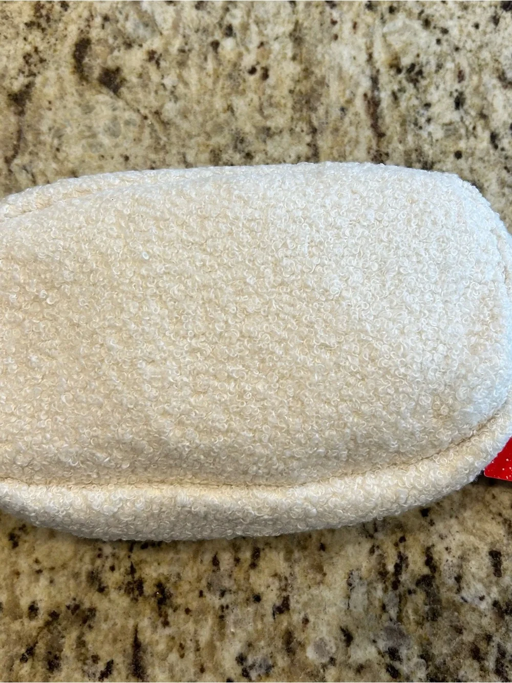 Disney White Sherpa NWT zippered Pouch with Pink & Blue Lilo & Stitch Patch.